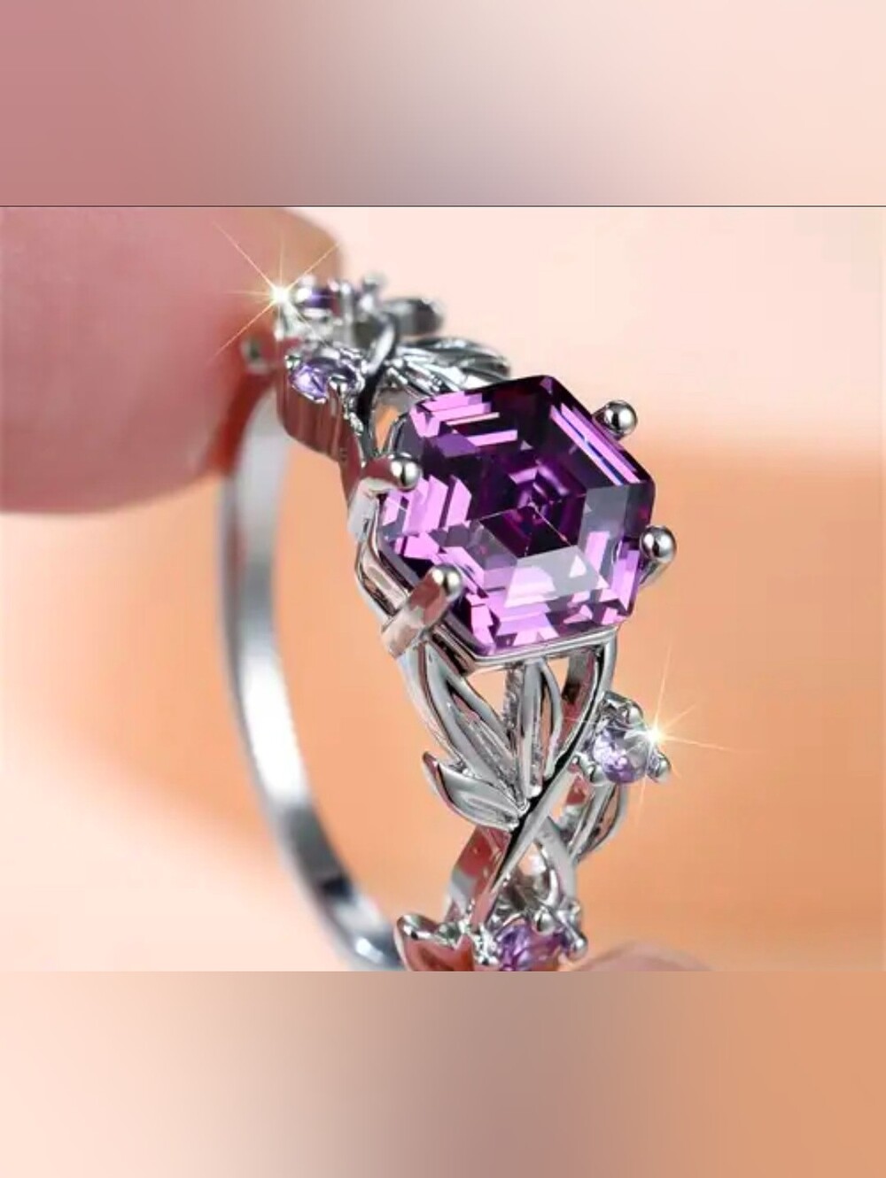 $8 Each Or Bundle 5/$20 Sterling Silver Purple Amethyst-Color Halo Ring